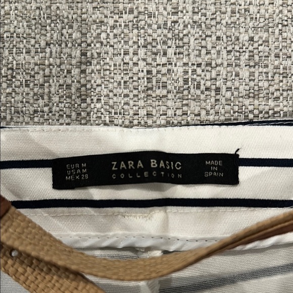 Zara Basics High Waist White and Black Striped Shorts - Picture 2 of 2